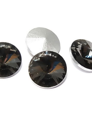 Cabochon din sticla, 16 mm, gri inchis