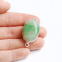Conector agata de botswana verde lime in rama argintata