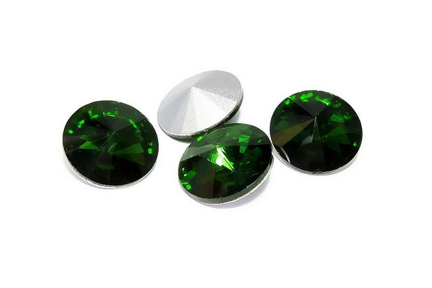 Cabochon din sticla, 14 mm, dark moss green