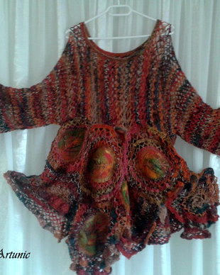 Pulover crosetat, impaslit - Boho Chic Autumn - rezervat