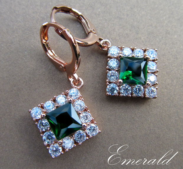 Cercei auriti/zirconii smarald EMERALD