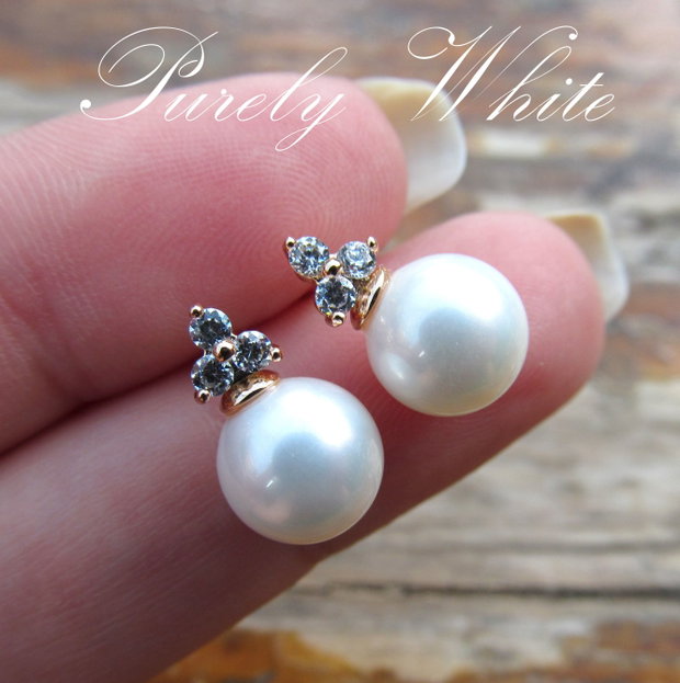 Cercei gold filled perle&zirconii PURELY WHITE