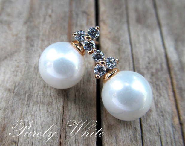 Cercei gold filled perle&zirconii PURELY WHITE