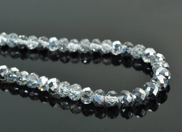 1b Cristal ,rondele electroplacate, argintiu 6x4mm ( GSLAK 026)