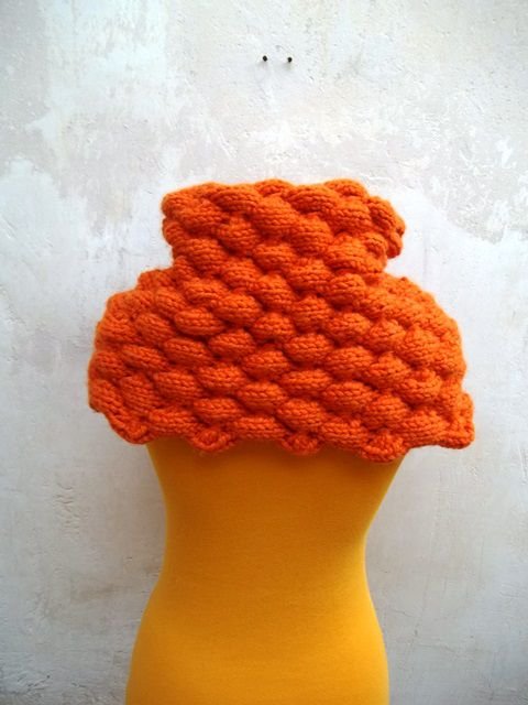 Guler portocaliu tricotat manual (G035)