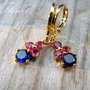 Cercei gold flilled flori albastru/rubin FLOWER