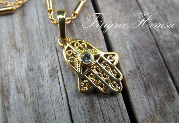 Pandantiv gold filled HAMSA