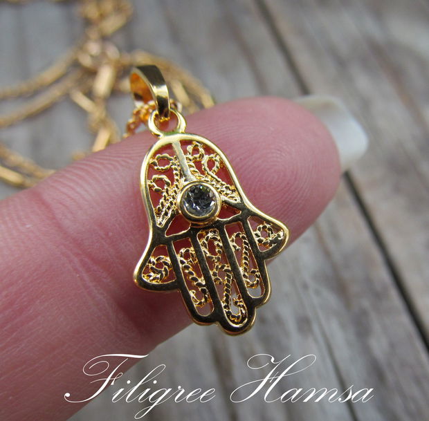 Pandantiv gold filled HAMSA