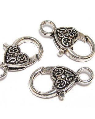 Inchizatoare inimioara, platina, 26x13 mm