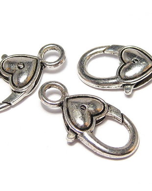 Inchizatoare inimioara, culoarea platinii, 23x14 mm