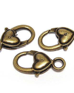 Inchizatoare inimioara, bronz, 27x13 mm
