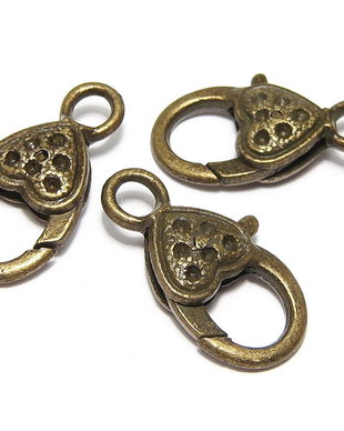 Inchizatoare inimioara, bronz, 21x13 mm