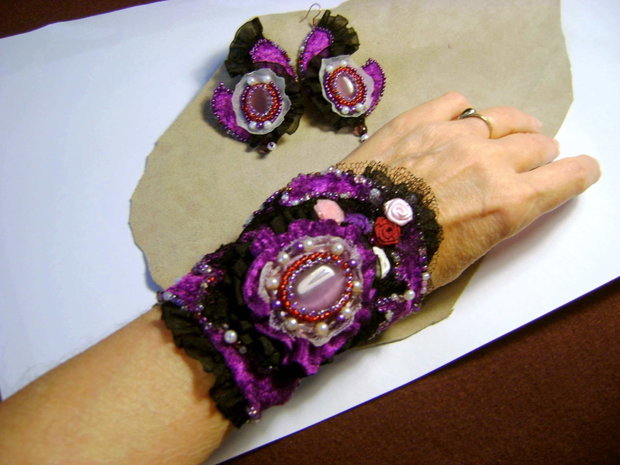 Set bratara si cercei VIOLET / Splendid /OOAK