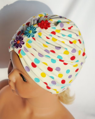 Turban dublu cu buline colorate-unicat