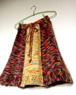 Fusta tricotata manual multicolor Fusta colorata lana midi