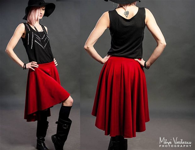 Lady red skirt