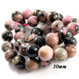 6245 - (4buc) Margele, sfere, rodonit, roz prafuit - negru, 10mm