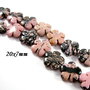 6247 - (2buc) Margele, flori, rodonit, roz prafuit - negru - gri, 20x6mm