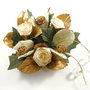 6255 - (1buc) Buchetel flori decorative, textile, conuri de brad, trandafiri, frunze, vintage, coronita