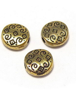 Margele din metal, auriu antichizat, 7x3 mm