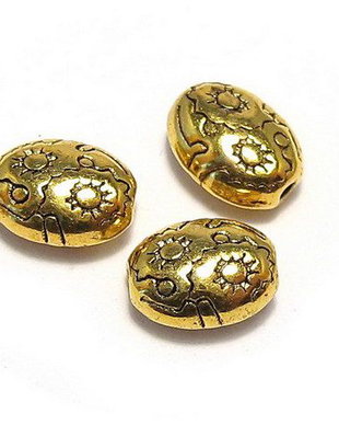 Margele din metal, auriu antichizat, 7.5x6 mm