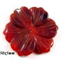 6259 - Pandantiv, floare sculptata, agata rosu caramiziu