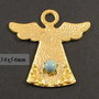 6274 - Pandantiv, ingeras, zamac aurit, auriu mat, cabochon perla Swarovski, jade / turquoise