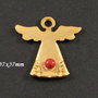 6280 - Pandantiv, ingeras, zamac aurit, auriu mat, cabochon perla Swarovski, red coral