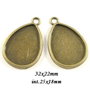 6270 - (2buc) Charms, baza cabochon, picatura / lacrima, aliaj metalic, bronz