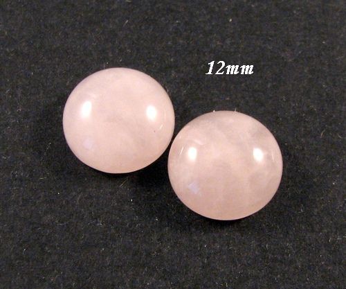 6283 - (2buc) Cabochon, cuart roz, rotund, 12mm