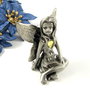 6290 - Zana lunii de nastere, noiembrie, pewter, sticla topaz, vintage