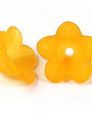 Margele din acril, frosted, floare, 12x6 mm, portocalii