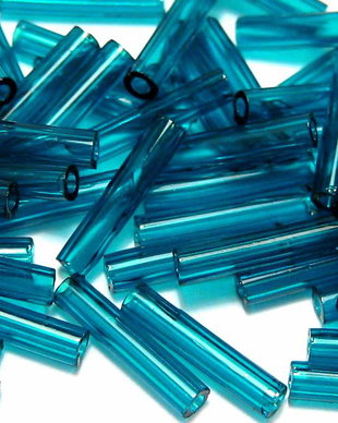 Margele TOHO, Bugle, 9 mm, Transparent Capri Blue - 20 de grame