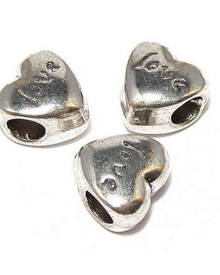 Margele din metal, argintiu antichizat, 11x11 mm