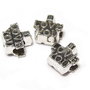 Margele din metal, argintiu antichizat, 11x11 mm