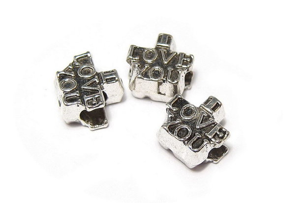 Margele din metal, argintiu antichizat, 11x11 mm
