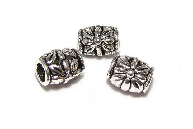 Margele din metal, argintiu antichizat, 11x10 mm