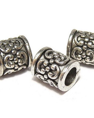 Margele din metal, argintiu antichizat, 10.5x10 mm