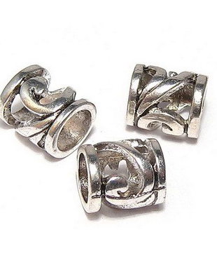 Margele din metal, argintiu antichizat, 8.5x7.5 mm