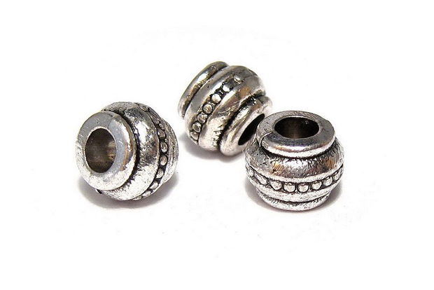 Margele din metal, argintiu antichizat, 7x9 mm