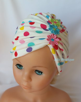 Turban dublu cu buline colorate