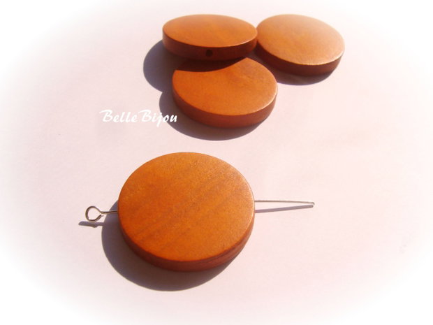Margele mari rotunde portocalii din lemn vopsit aprox 5x29-30 mm