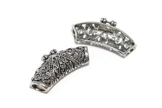Distantier tubular, argintiu antichizat, 35x16 mm