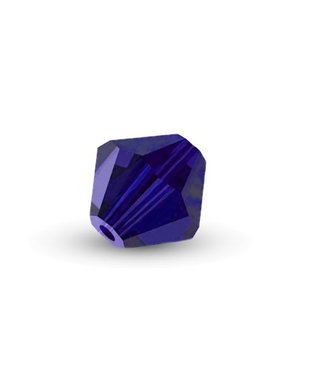Cristale din sticla, biconice, 3.5x4 mm, safir