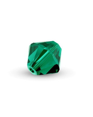 Cristale din sticla, biconice, 3.5x4 mm, verde smarald