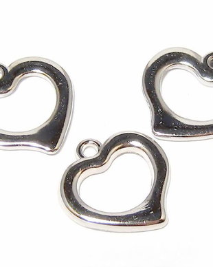 Pandantiv / charm din acril metalizat, inimioara, 18x18 mm