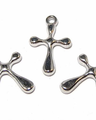 Pandantiv / charm din acril metalizat, cruciulita, 20x13 mm