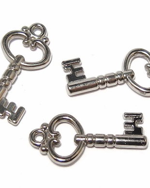 Pandantiv / charm din acril metalizat, cheie, 26x12 mm