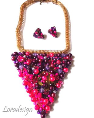 Set triunghi fuchsia/violet