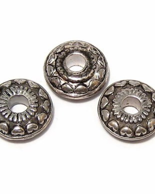 Margele din acril, antique silver, 12x5 mm
